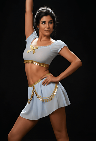 Elegant Coin Sky Blue Tulle Belly Dance Costume - Tatee t031 - Mina Femme