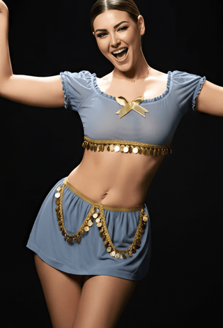 Elegant Coin Sky Blue Tulle Belly Dance Costume - Tatee t031 - Mina Femme