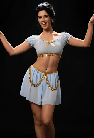 Elegant Coin Sky Blue Tulle Belly Dance Costume - Tatee t031 - Mina Femme