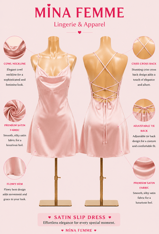 Elegant Open Side Satin Lingerie Dress - W056 - Mina Femme