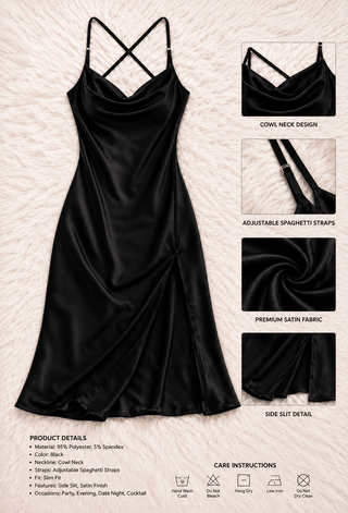 Elegant Red Satin Lingerie Dress with Side Slit - W462 - Mina Femme