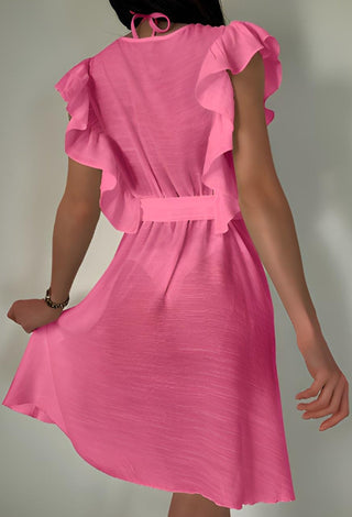 Elegant Ruffle Beach Linen Dress - Z09 | Mina Femme - Mina Femme