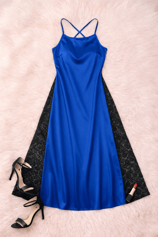 Elegant Satin Lingerie Dress with Side Lace - W152 - Mina Femme