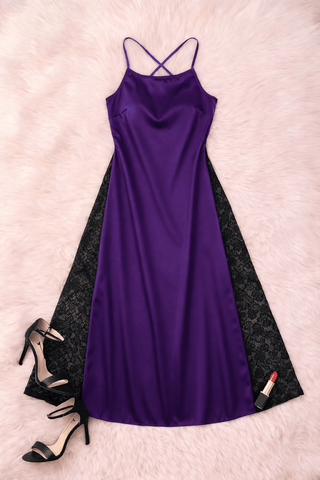Elegant Satin Lingerie Dress with Side Lace - W152 - Mina Femme