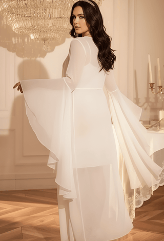 Elegant Sheer Tulle Lingerie Set with Robe - R426 | Mina Femme - Mina Femme