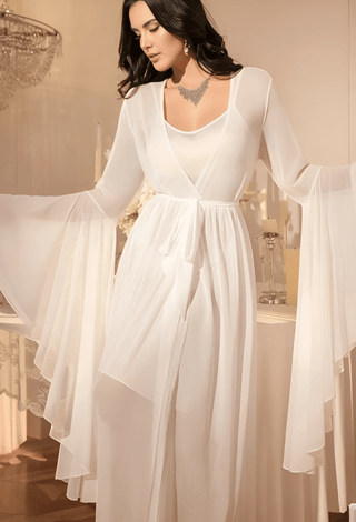 Elegant Sheer Tulle Lingerie Set with Robe - R426 | Mina Femme - Mina Femme