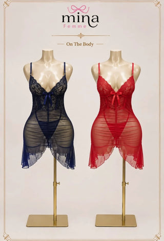 Feminine Lace Lingerie- Sexy Tulle Nightdress - R401 | Mina Femme - Mina Femme