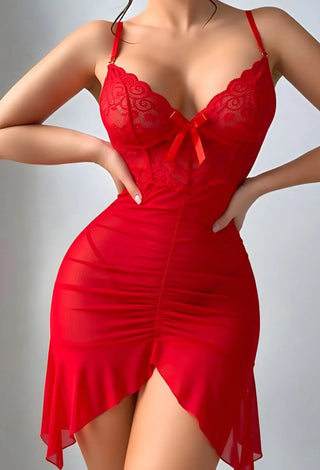 Feminine Lace Lingerie- Sexy Tulle Nightdress - R401 | Mina Femme - Mina Femme