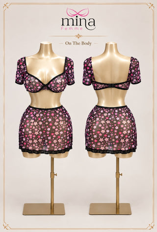Floral Desire Tulle Push-Up Lingerie Set - Eve 6987 - Mina Femme