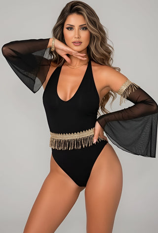 Golden Glam Dance Costume Bodysuit - Tatee t041 - Mina Femme