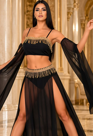 Golden Shimmer Belly Dance Lingerie Set - Tatee t040 - Mina Femme