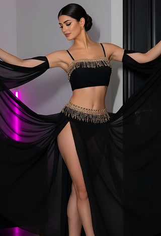 Golden Shimmer Belly Dance Lingerie Set - Tatee t040 - Mina Femme