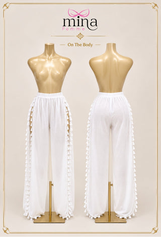 Ibiza Breeze Linen Split-Leg Swim Cover-Up Pants – Pants Only - Z06 - Mina Femme