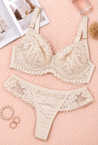 Ivory Blossom Floral Lace Bra & Panty Set - Fsn 24110 - Mina Femme