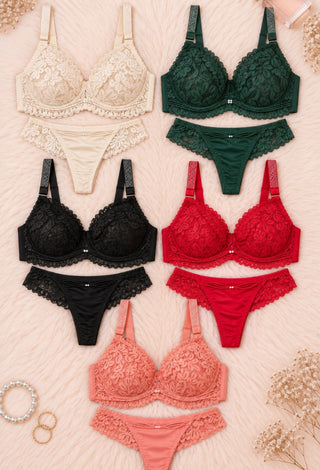 Ivory Blossom Floral Lace Bra & Panty Set - Fsn 24110 - Mina Femme