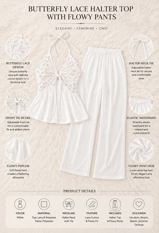 Ivory Butterfly Satin Pajama Set - W528 - Mina Femme