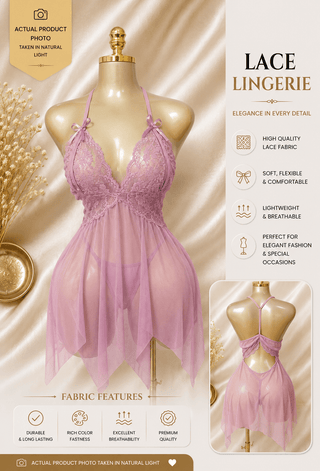 Ivory Dream Lace Babydoll - R493 - Mina Femme