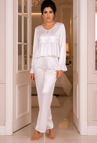 Ivory Grace Long Sleeve Pajama Set - W662 - Mina Femme