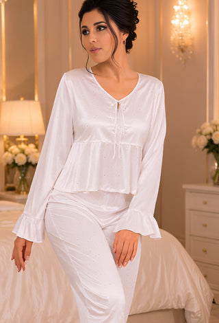 Ivory Grace Long Sleeve Pajama Set - W662 - Mina Femme