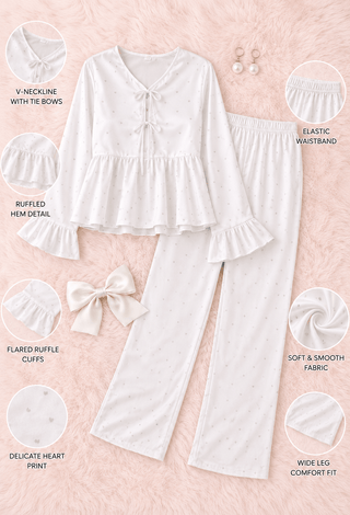 Ivory Grace Long Sleeve Pajama Set - W662 - Mina Femme