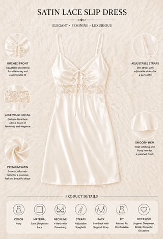 Ivory Soft Satin Lace Lingerie - W657 - Mina Femme