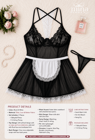 Lace Cosplay Sexy Maid Tulle Lingerie - R239 - Mina Femme