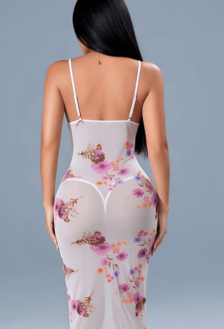 Lavender Bloom Floral Nightdress with Lace Detail | Mina Femme - Eve 6999 - Mina Femme