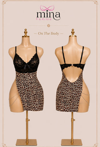 Leopard Print Lace Lingerie Dress - JOLY 2073 - Mina Femme