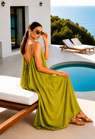 Linen Open-Back Lounge Nightdress - Linen 01 | Mina Femme - Mina Femme