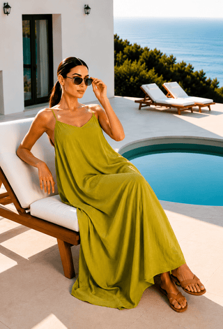Linen Open-Back Lounge Nightdress - Linen 01 | Mina Femme - Mina Femme