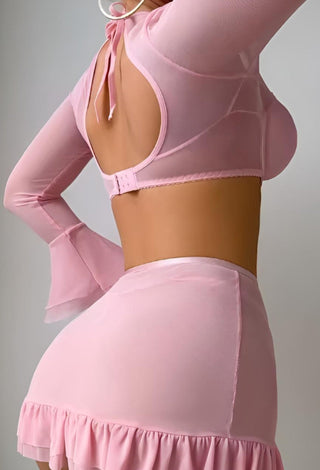 Lingerie set with bell sleeves and ruffled skirt - R409 | Mina Femme - Mina Femme