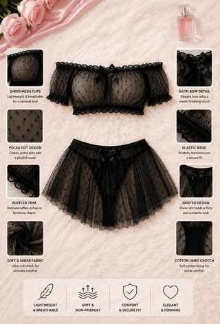 Lingerie set with Top and Ruffled Skirt - R306 | Mina Femme - Mina Femme