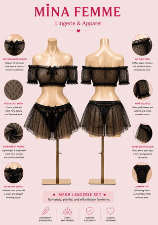 Lingerie set with Top and Ruffled Skirt - R306 | Mina Femme - Mina Femme