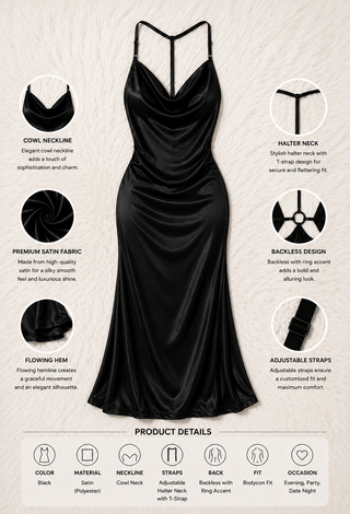 Luxury Black Satin Lingerie - W721 - Mina Femme