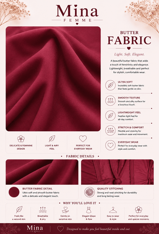 Luxury Burgundy Butter Evening Home Dress - JOLY 2356 - Mina Femme