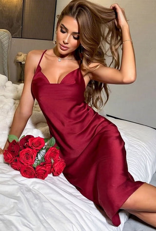 Luxury Satin Slip Evening Dress - W564 | Mina Femme - Mina Femme
