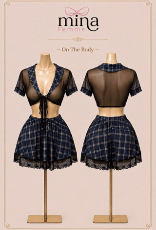 Midnight Academy Schoolgirl Costume Lingerie Set – Tulle & Butter Fabric - Joly 2361 - Mina Femme
