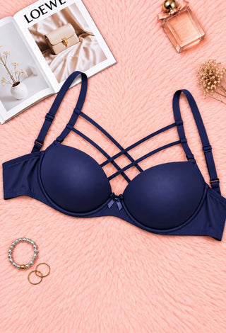 Midnight Allure Strappy Push-Up Bra - Fsn 23007 - Mina Femme