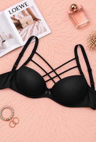 Midnight Allure Strappy Push-Up Bra - Fsn 23007 - Mina Femme