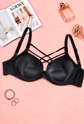 Midnight Allure Strappy Push-Up Bra - Fsn 23007 - Mina Femme