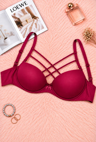 Midnight Allure Strappy Push-Up Bra - Fsn 23007 - Mina Femme