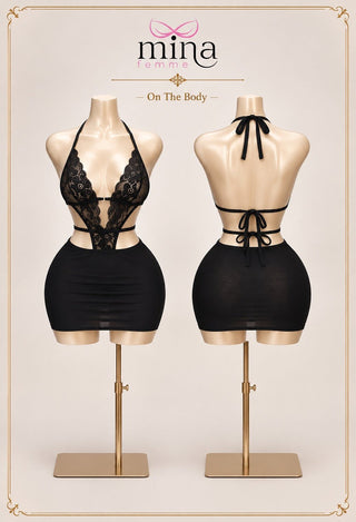 Midnight Desire Butter & Lace Lingerie Dress - R574 - Mina Femme