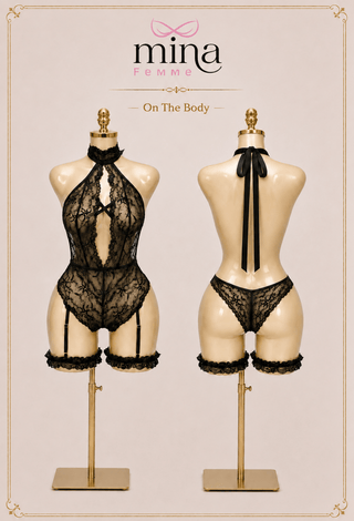 Midnight Desire Lace Bodysuit – Wireless & Unpadded Lingerie - R587 - Mina Femme