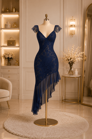 Midnight Elegance Lace Dress - R513 - Mina Femme