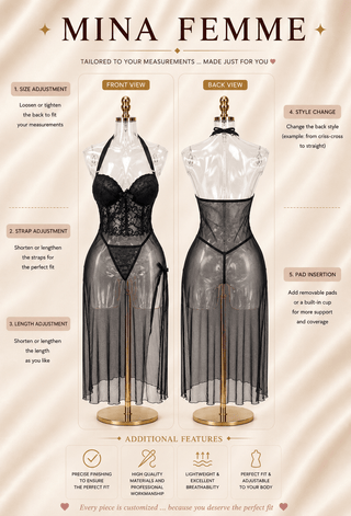 Midnight Elegance Sheer Maxi Babydoll - R386 - Mina Femme