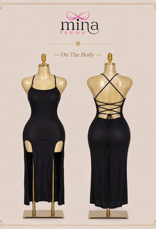 Midnight Muse Lace-Up Maxi Dress - Joly 2252 - Mina Femme