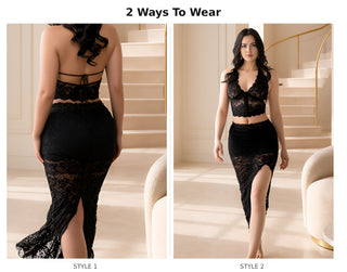 Midnight Lace Two-Piece Maxi Set - R458