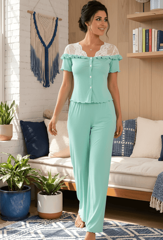 Mint Egyptian Cotton Pajama Set - Femme 4043 - Mina Femme