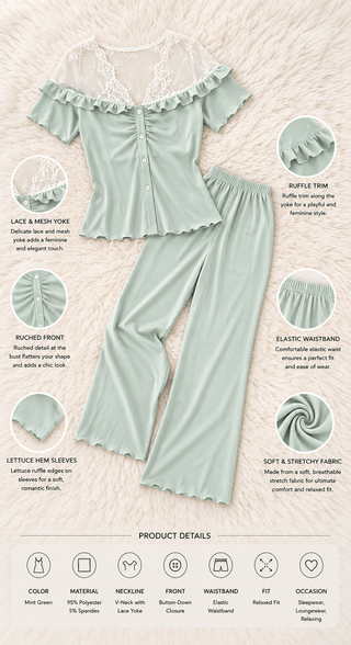 Mint Egyptian Cotton Pajama Set - Femme 4043 - Mina Femme