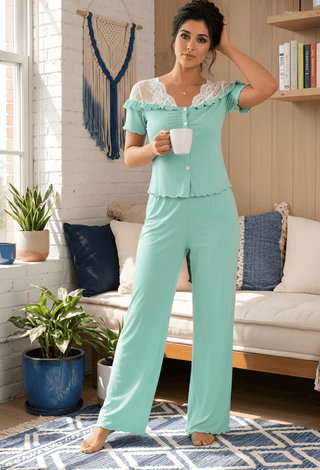 Mint Egyptian Cotton Pajama Set - Femme 4043 - Mina Femme
